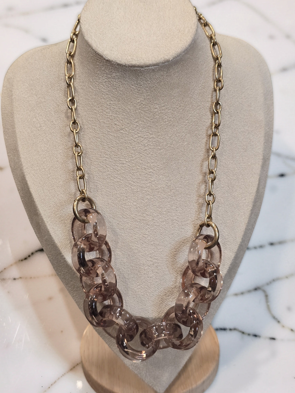 J. Crew Chunky Dusty Rose Acrylic Link Statement Necklace